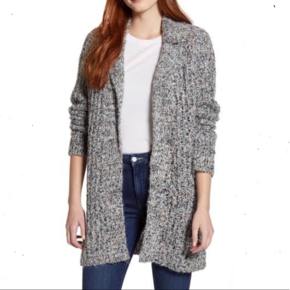 caslon(r) Collarless Open Front Long Cardigan in Green Sorrel , Size Medium main image 1